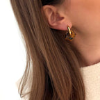 “Stelo” Hoop Earrings Golden Steel