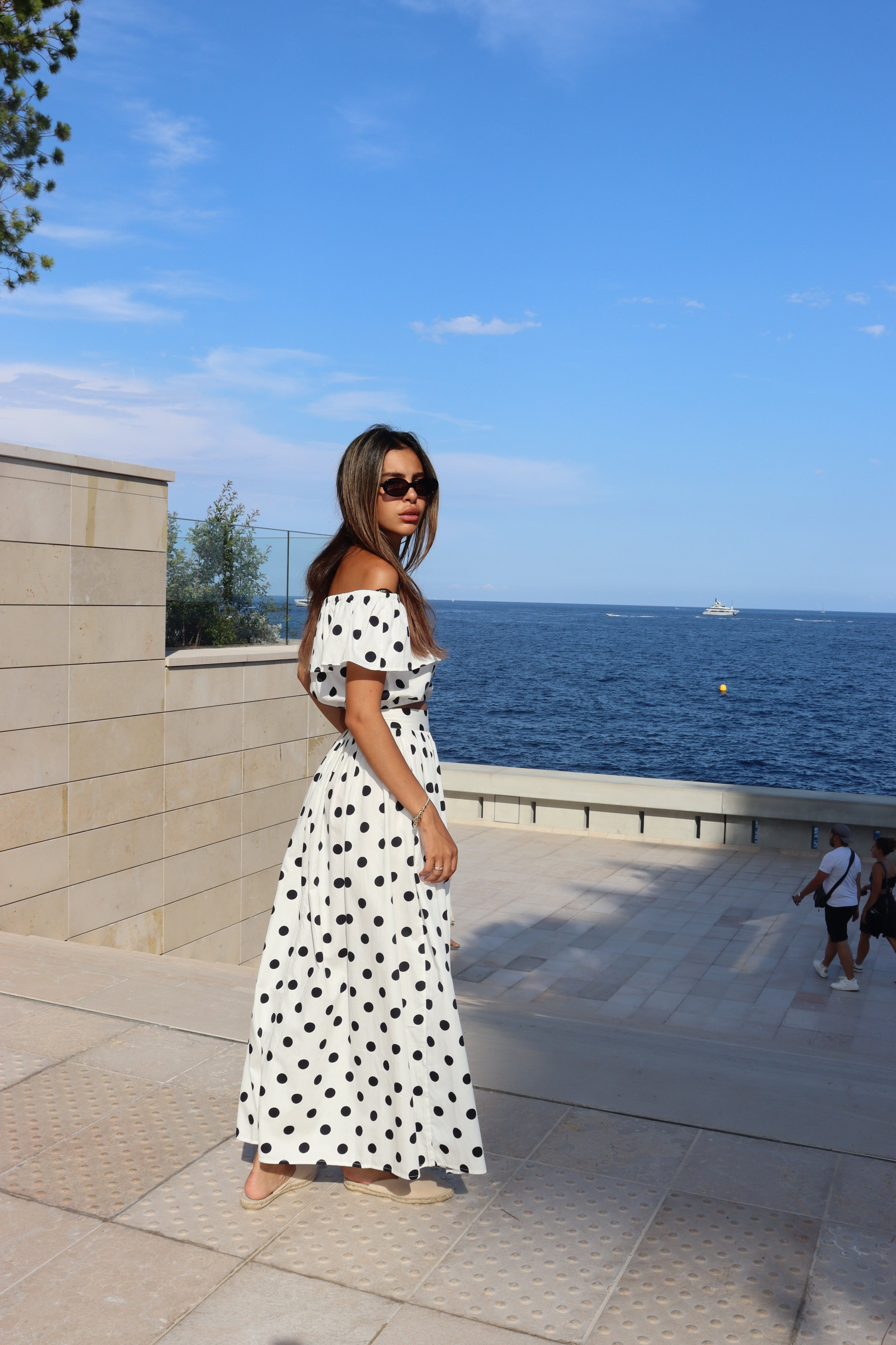 Flavy Skirt - White Polka