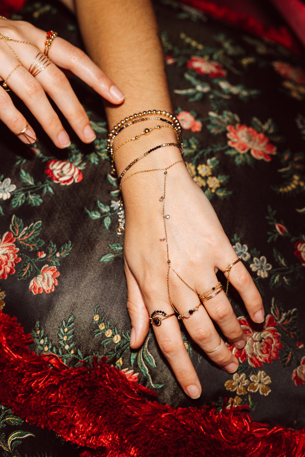Bracciale Lana Perle Medie - Oro