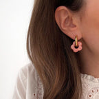 Créoles "Flora" corail acier-Boucles d'oreilles-instants-plaisirs-Instants Plaisirs | Bijoux