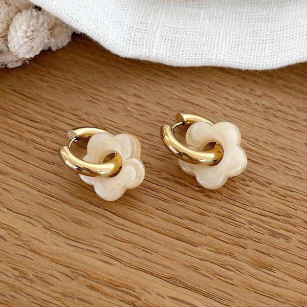 Créoles "Flora" beige acier-Boucles d'oreilles-instants-plaisirs-Instants Plaisirs | Bijoux