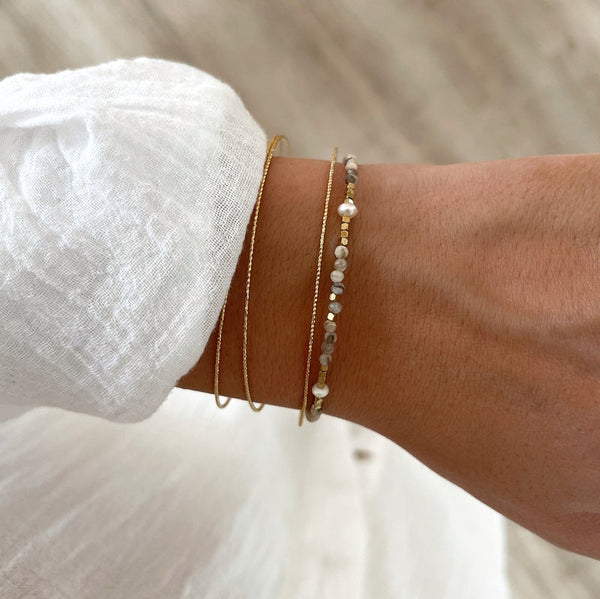 Pulsera de acero y jaspe "Wallis"-Pulseras-Instants Plaisirs • Joyas-Instants Plaisirs | Joyas
