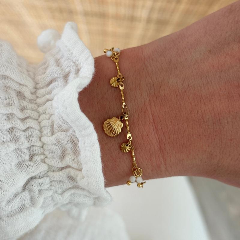 Bracelet "Coquillage" blanc acier-Bracelet-Instants Plaisirs | Bijoux-Instants Plaisirs | Bijoux