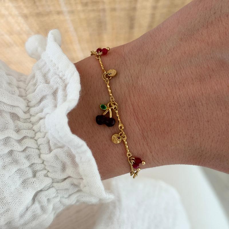 Bracelet "Cerise" bordeaux acier-Bracelet-Instants Plaisirs | Bijoux-Instants Plaisirs | Bijoux