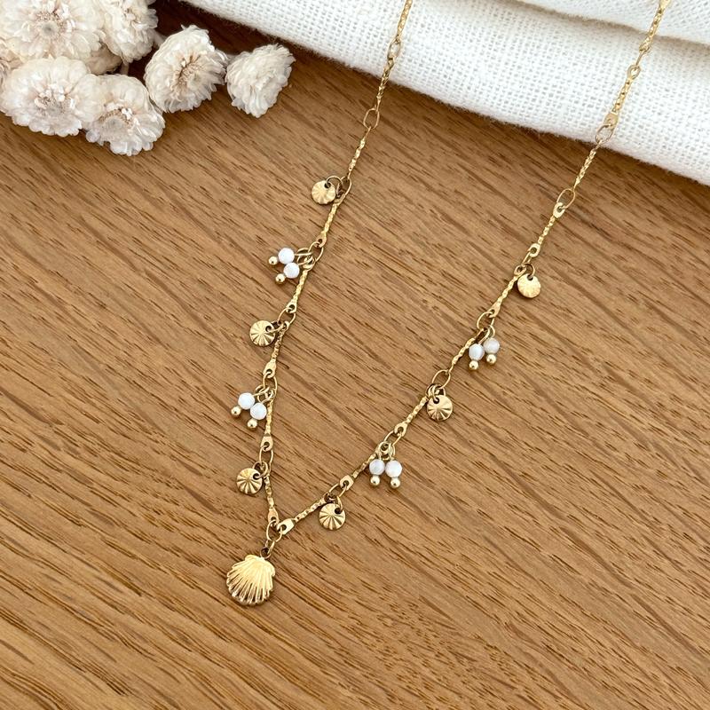 Collar “Concha” de acero blanco-Collares-Instants Plaisirs • Joyas-Instants Plaisirs | Joyas