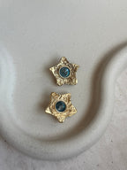 Vintage Blue Rhinestone Star Earrings