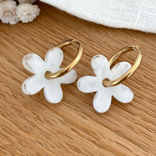 Pendientes aro “Maria” acero blanco-Instants-Plaisirs-Pendientes-Instants Plaisirs | Joyas