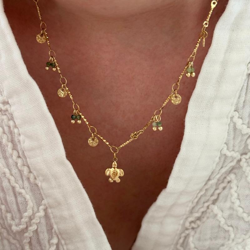 Collar “Tortuga” de acero verde-Collares-Instants Plaisirs • Joyas-Instants Plaisirs | Joyas