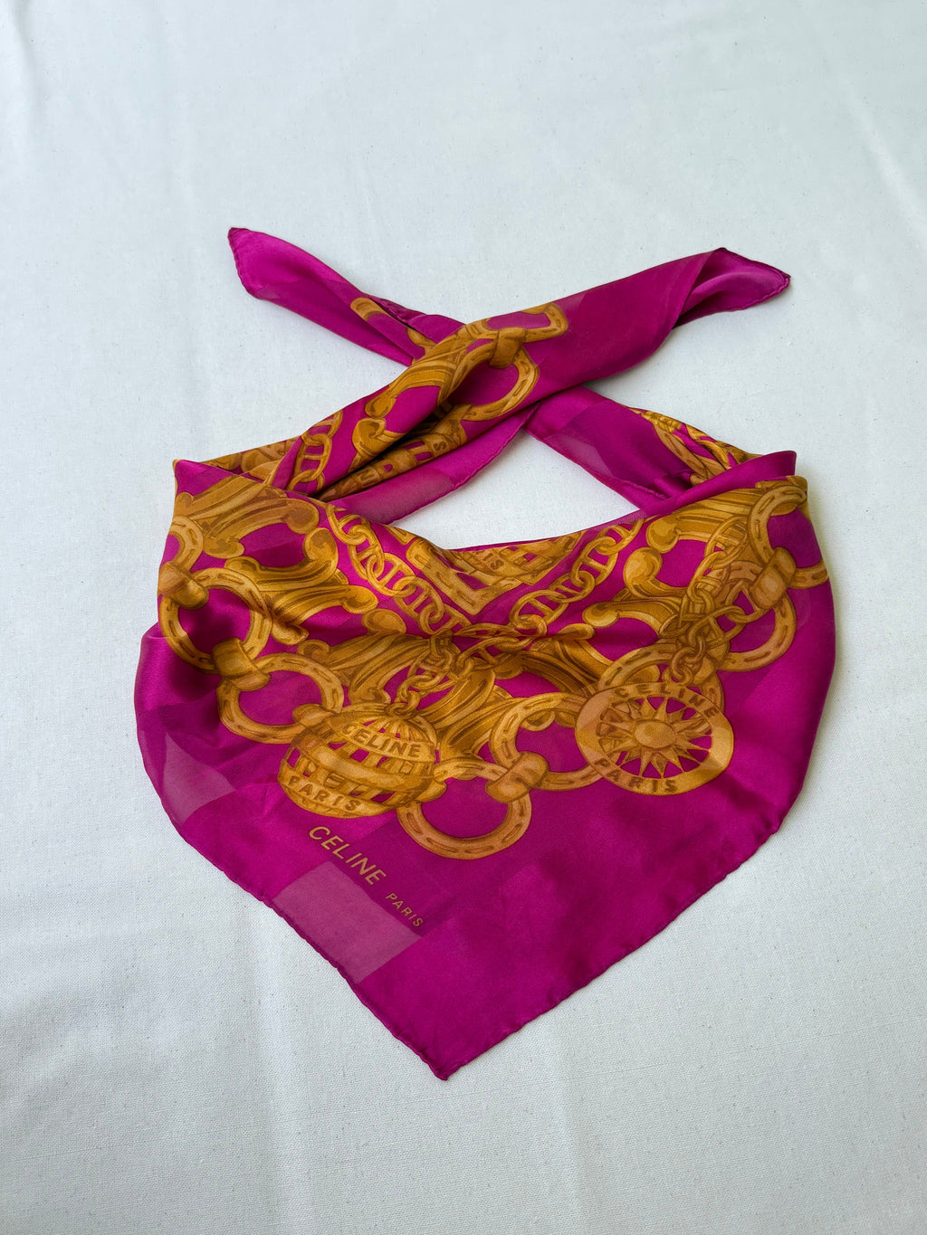 Céline - Scarf - Fuschia Pink Model And Gold Chains