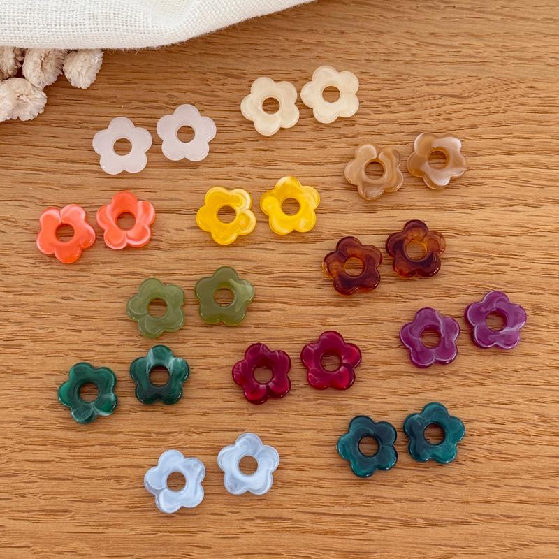 Fleurs "Mini Flora" acétate-Boucles d'oreilles-instants-plaisirs-Blanc-Instants Plaisirs | Bijoux