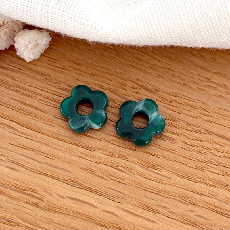 Fleurs "Mini Flora" acétate-Boucles d'oreilles-instants-plaisirs-Vert foncé-Instants Plaisirs | Bijoux