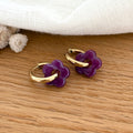 Pendientes Aros “Mini Flora” Acero Morado