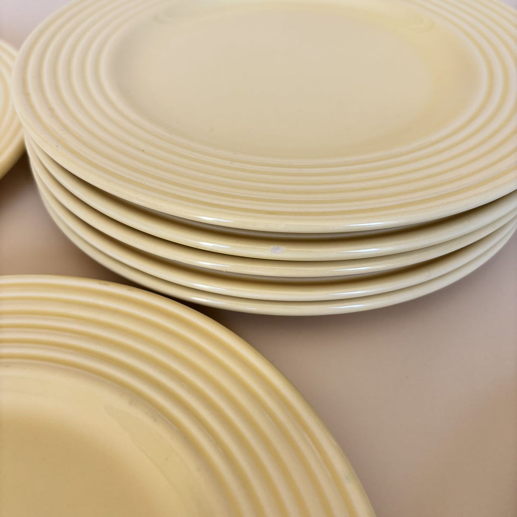 Lote De 9 Platos De Postre Amarillos Vintage