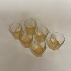 Juego de 6 vasos facetados amarillos