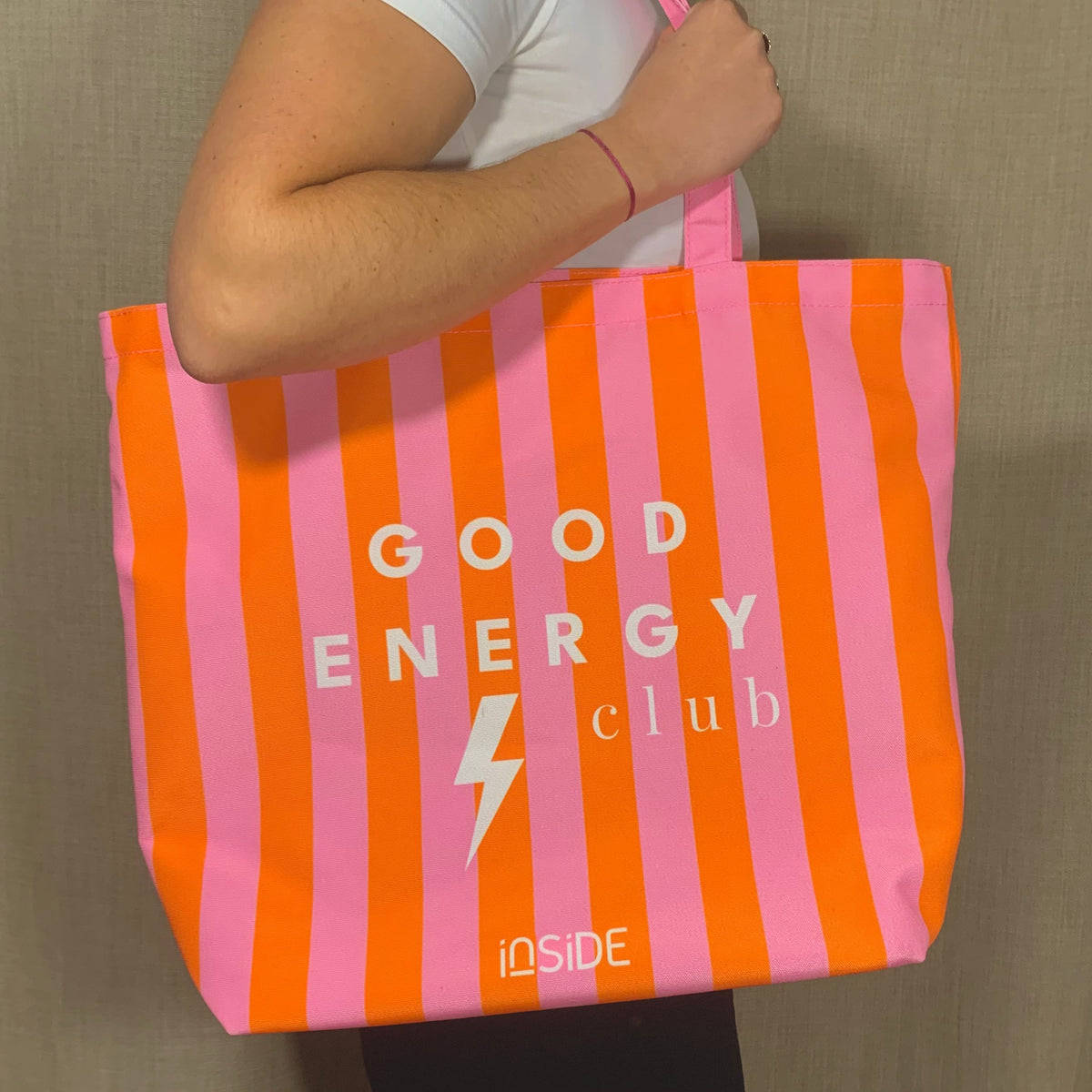 Inside Striped Tote Bag