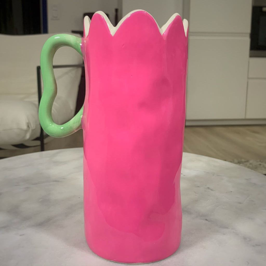 Juliette Ceramic Vase – Deep Pink, Wavy Shape