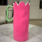 Juliette Ceramic Vase – Deep Pink, Wavy Shape