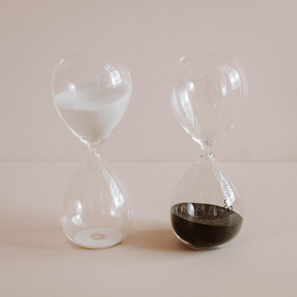Decorative Glass Hourglass with White Sand
