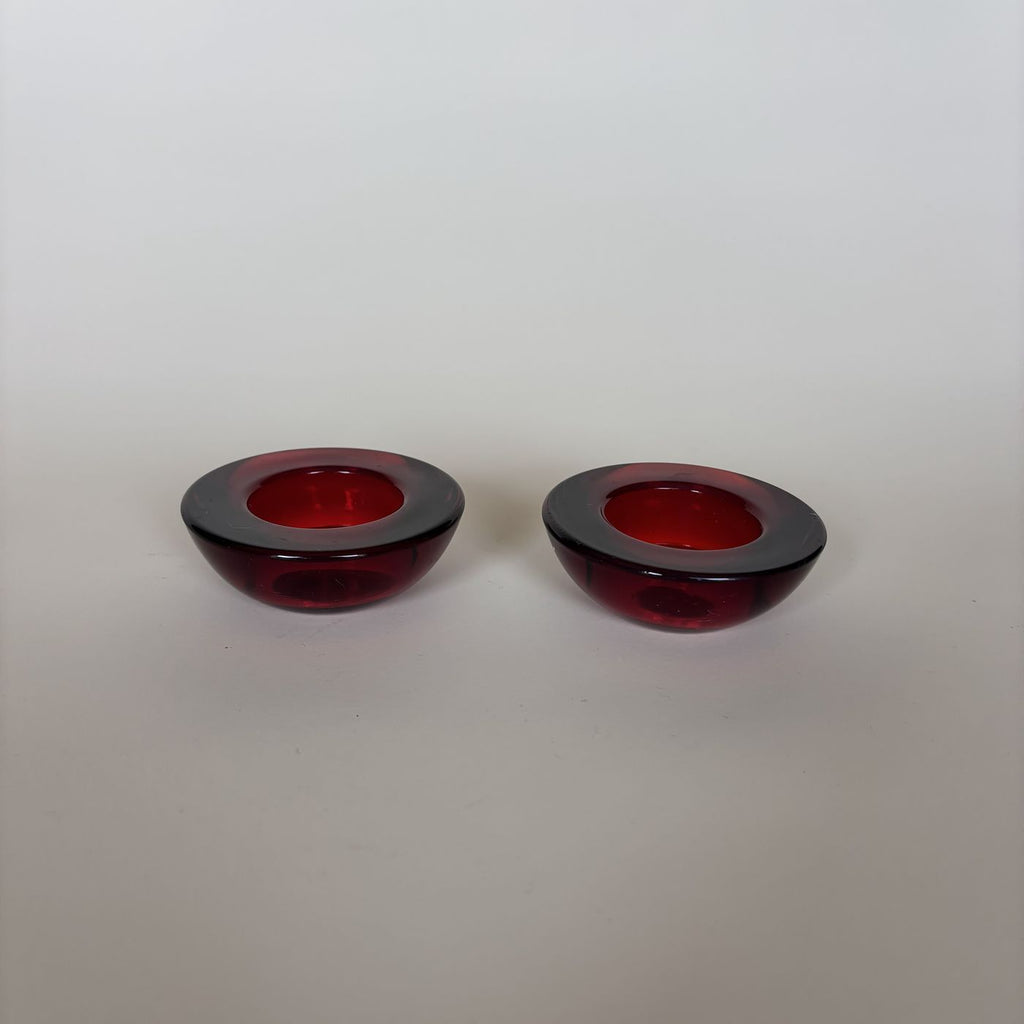 Bougeoirs En Verre Rouge