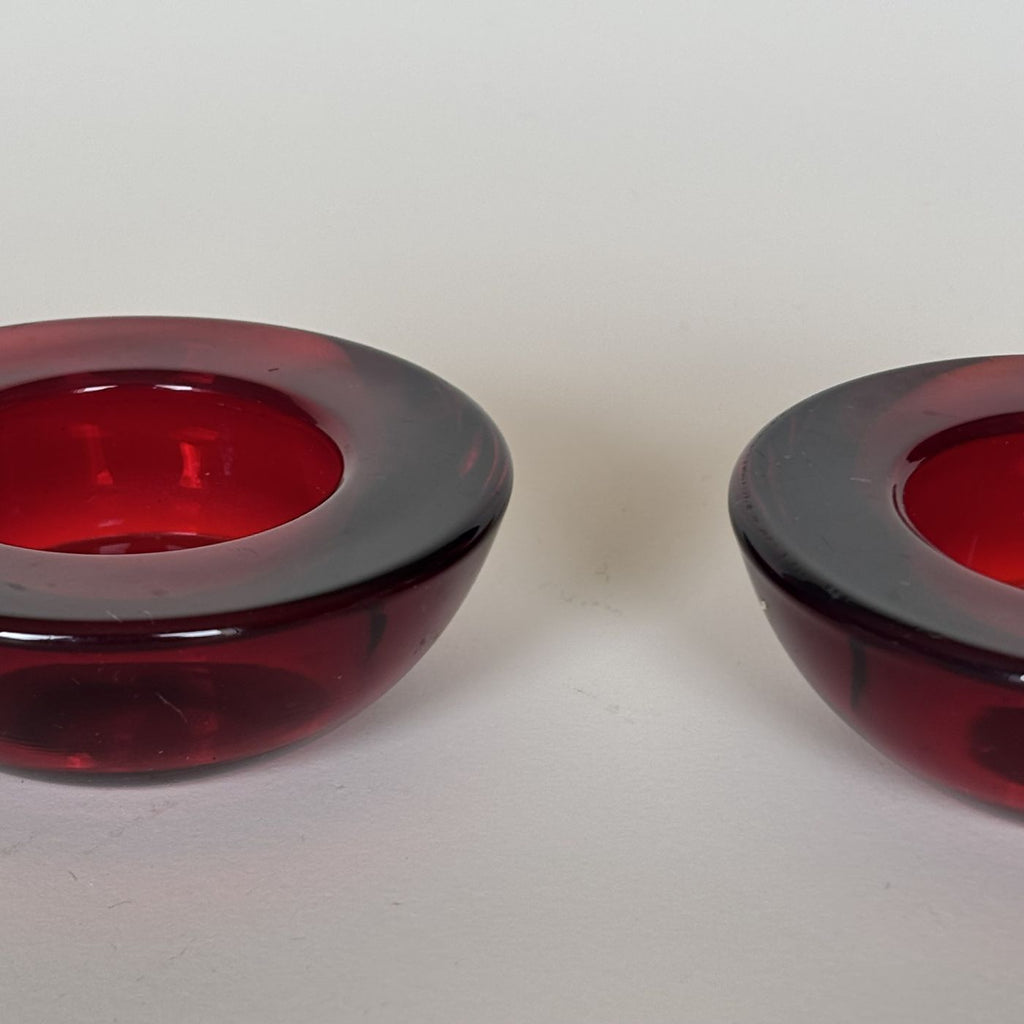Bougeoirs En Verre Rouge