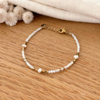 Bracelet "Wallis" Simple Agate Blanche Acier