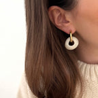 “Luisa” White Steel Hoop Earrings