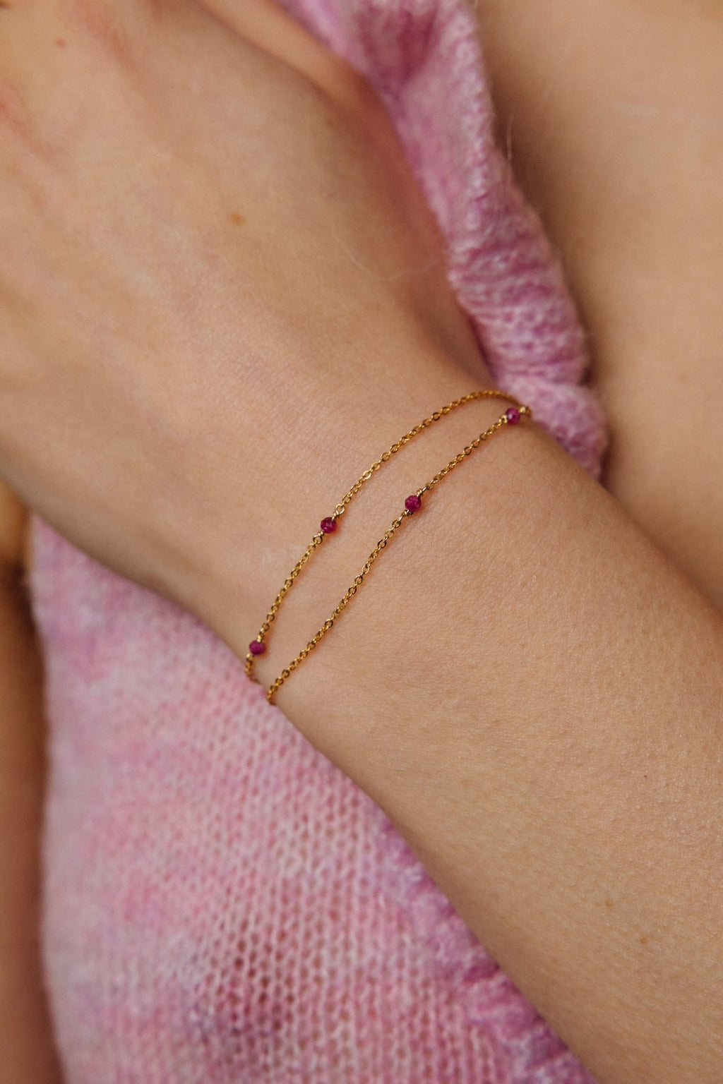 Collana-Bracciale Satellite - Rubino