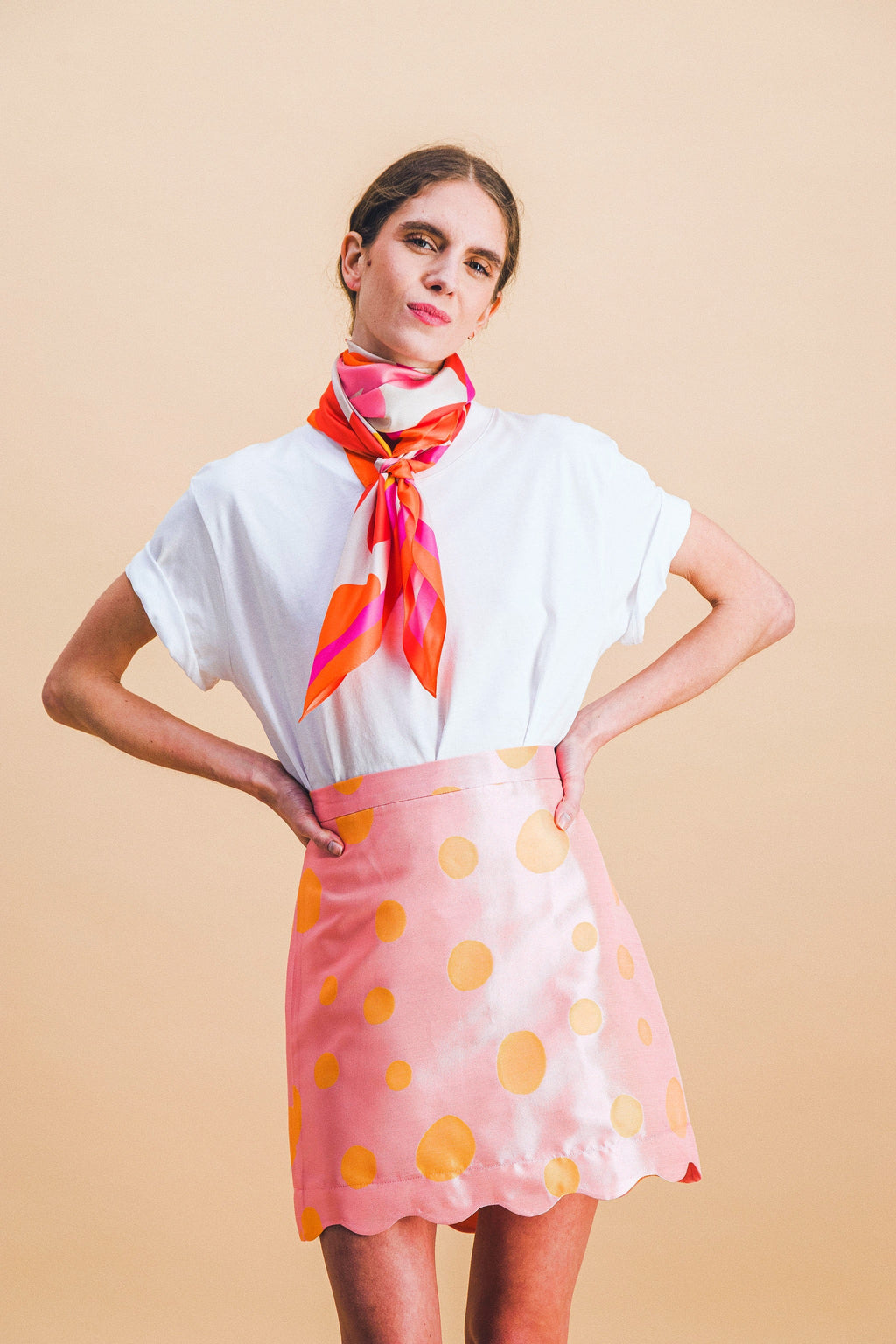 Brown Swinging Dot Skirt
