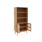 Ines - Bücherregal - Eiche-Optik Und Wiener Geflecht Aus Rattan