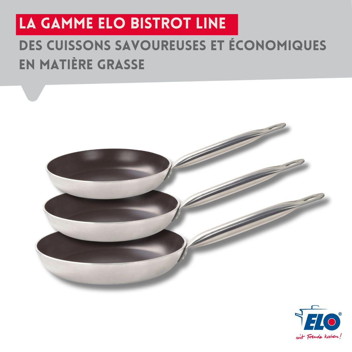 Set Di 2 Padelle In Ceramica Senza Pfas Bistro Line Elo - Grigio/Nero