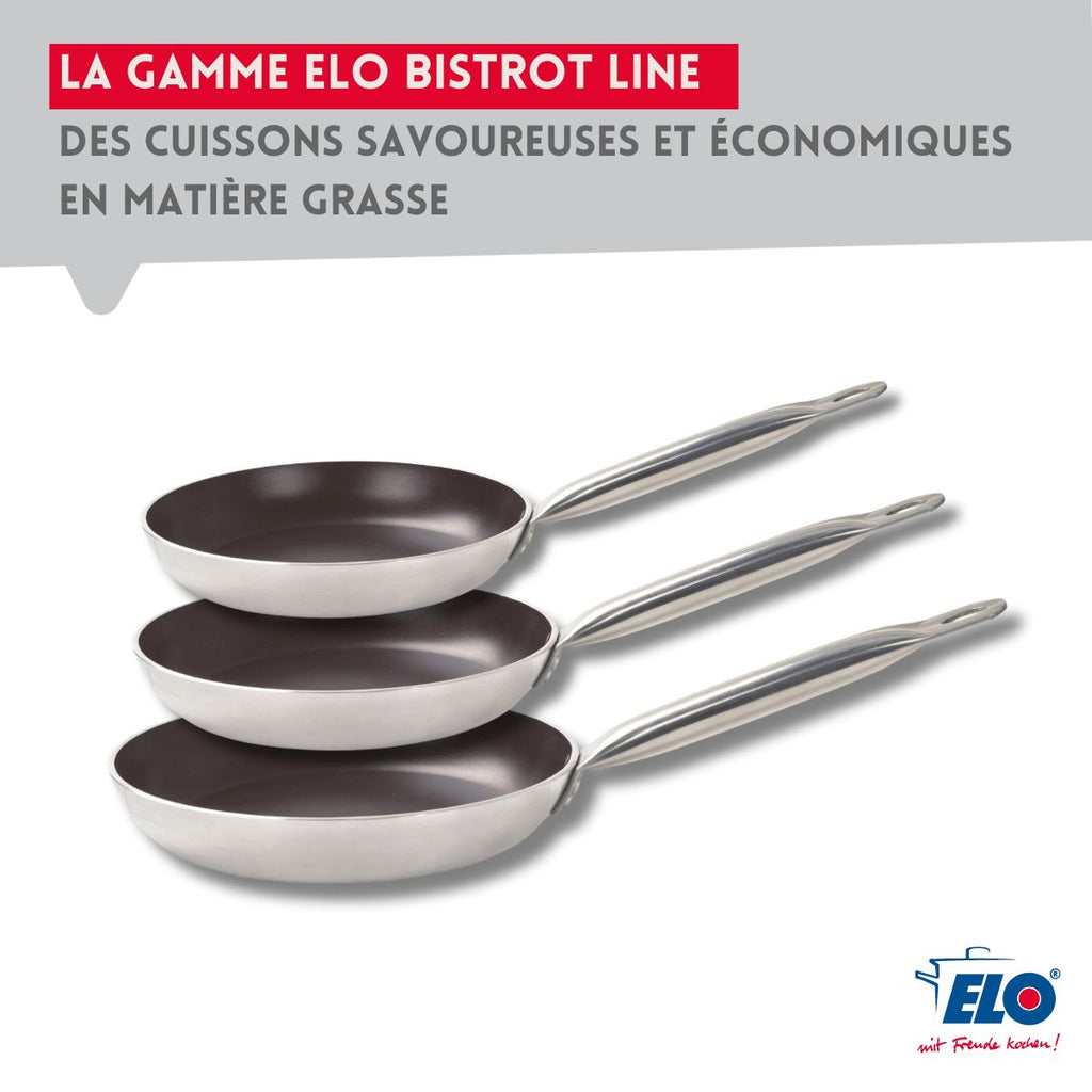 Set De 3 Poêles Céramique Sans Pfas Et 3 Couvercles Elo Bistro Line - Gris/Noir/Transparent