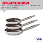 Set De 3 Poêles Céramique Sans Pfas Et 3 Couvercles Elo Bistro Line - Gris/Noir/Transparent