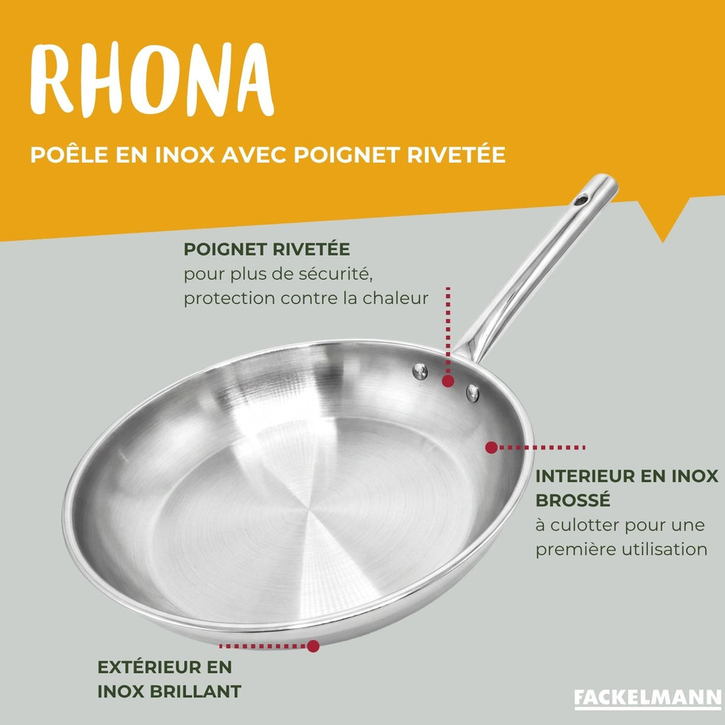 Lot De 3 Casseroles Inox Et 1 Poêle À Frire Avec Couvercle Fackelmann Rhona - Transparent/Gris