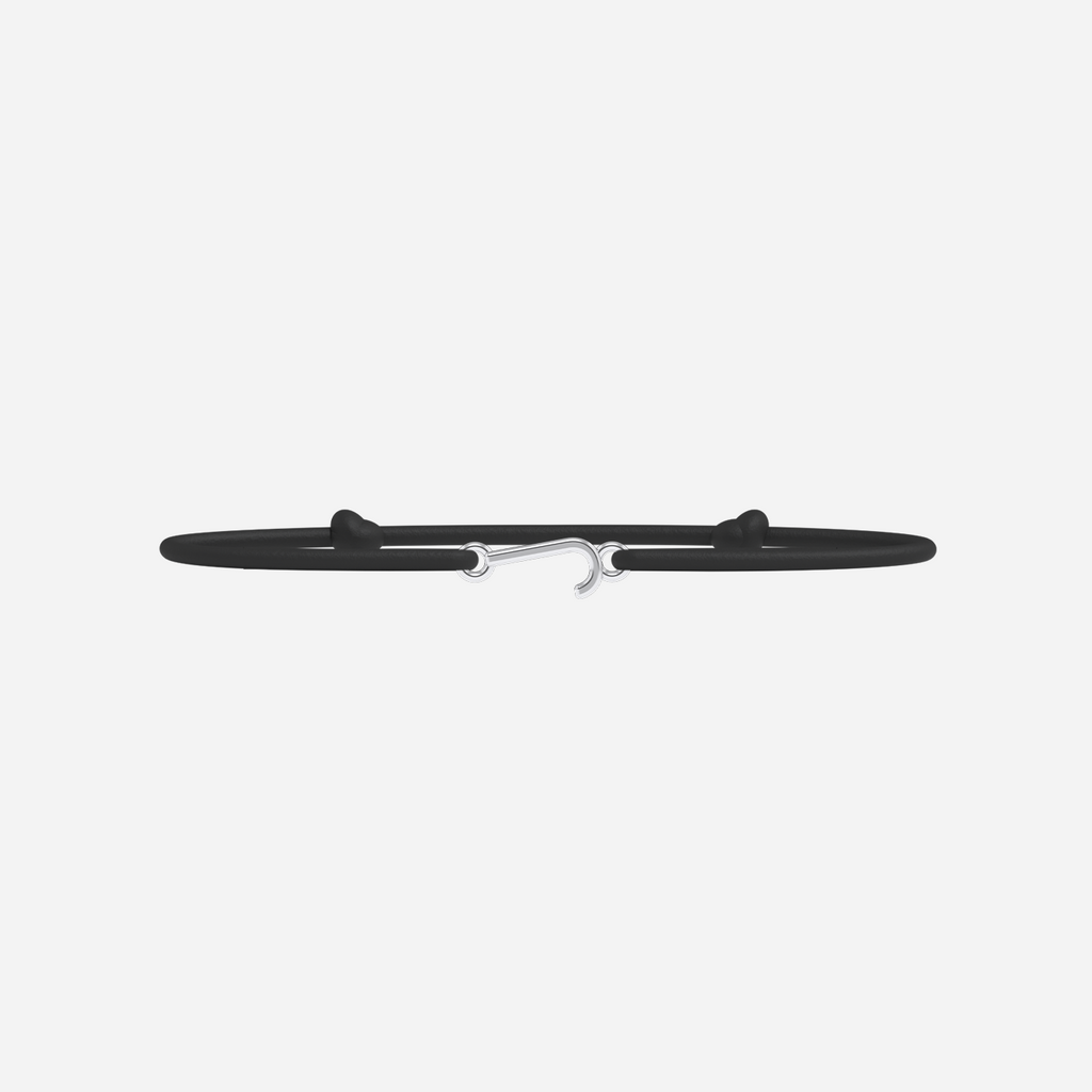 Bracelet J - Plaqué Argent - Noir