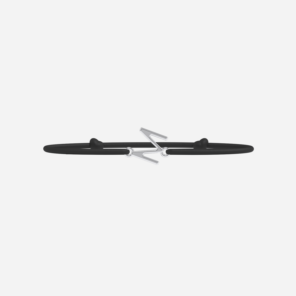 Pulsera M - Bañada en Plata - Negro