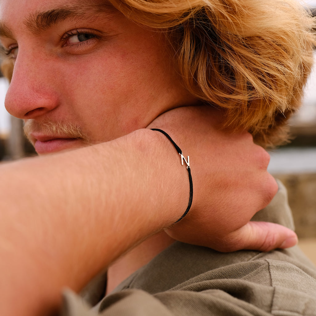 Bracelet N - Plaqué Argent - Noir