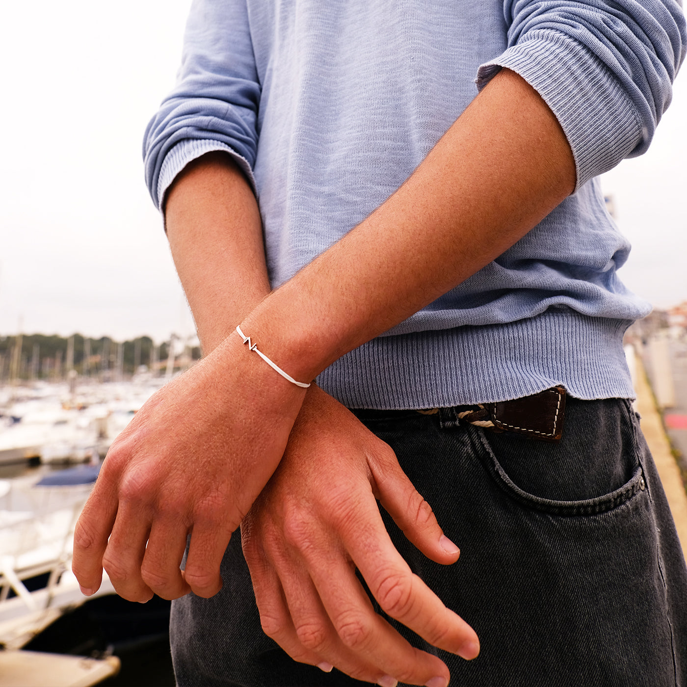 Bracelet Z - Plaqué Argent - Noir