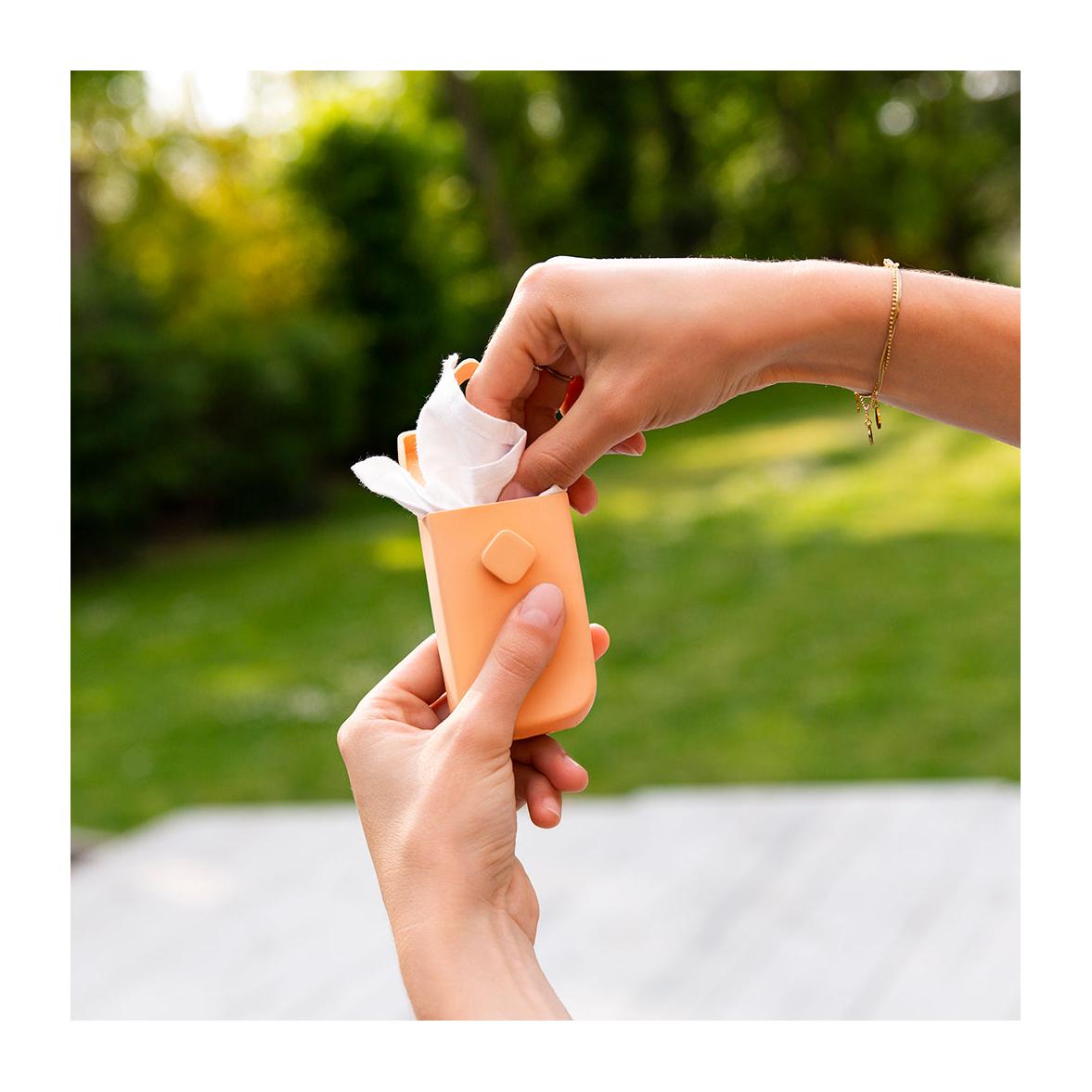 orange washable fabric tissue case