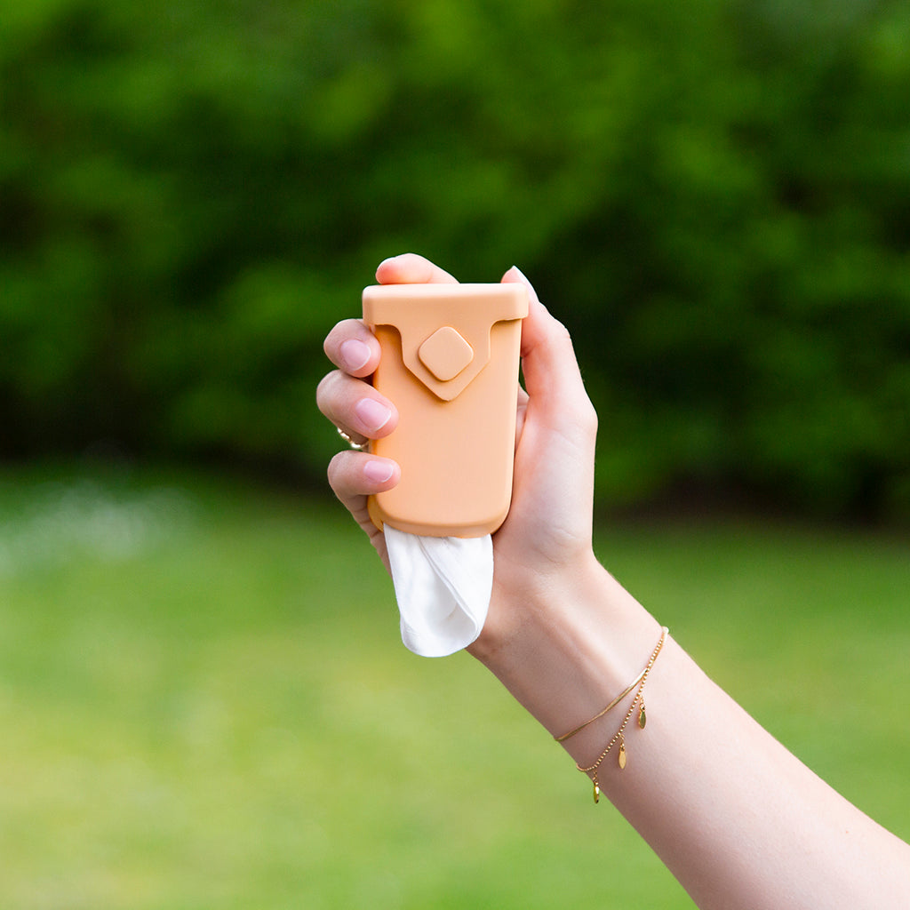 orange washable fabric tissue case