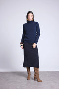 Iris Roll-Neck Jumper - Navy Blue - Women