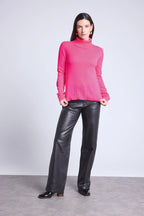 Jersey de cuello alto Iris - Rosa flúor - Mujer