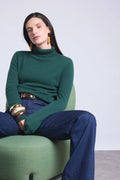 Jersey de cuello alto Iris - Verde botella - Mujer