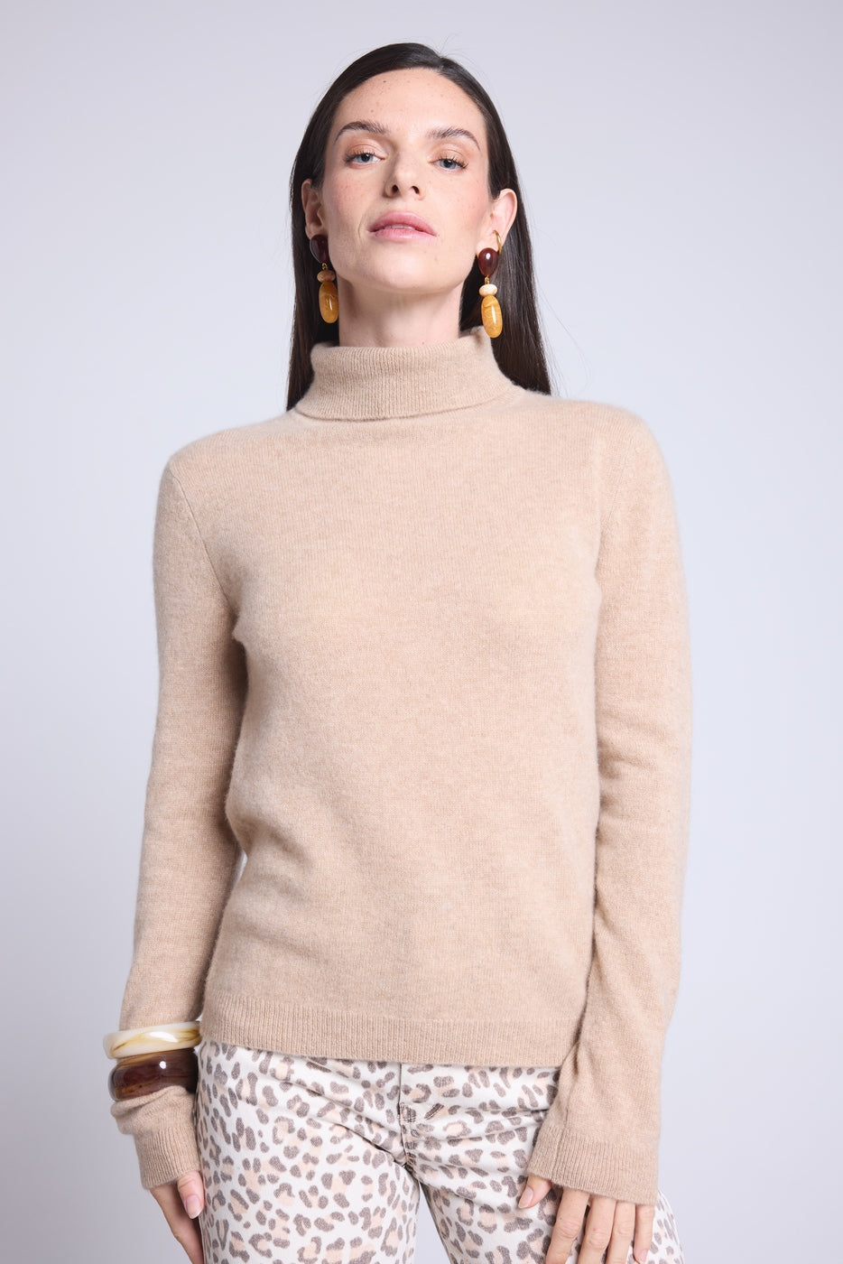 Iris Roll-Neck Jumper - Creamy Beige - Women