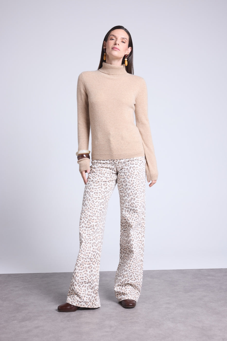 Iris Roll-Neck Jumper - Creamy Beige - Women