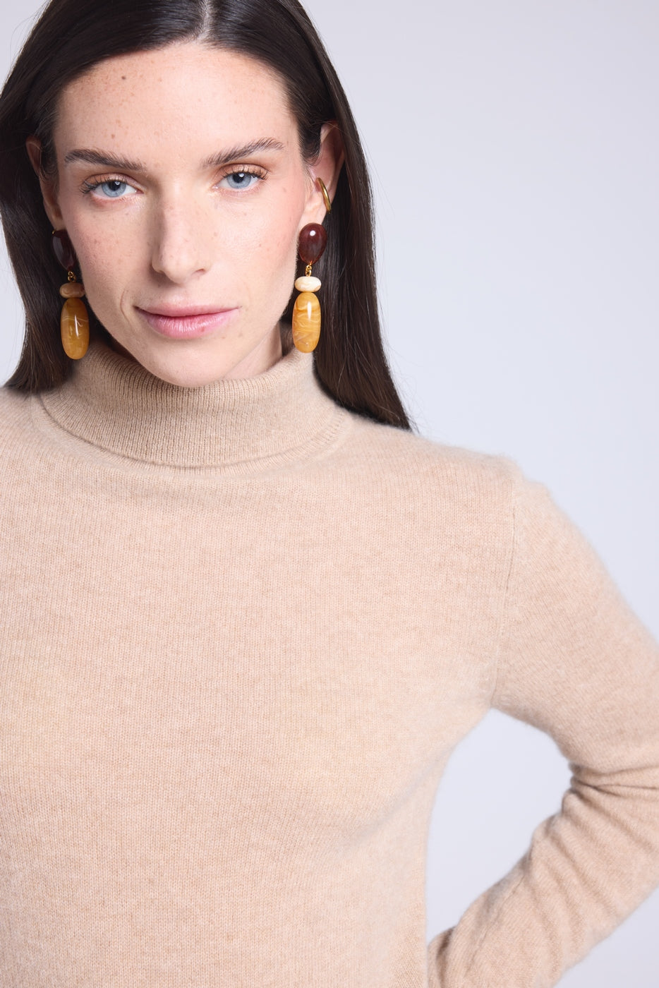 Iris Roll-Neck Jumper - Creamy Beige - Women