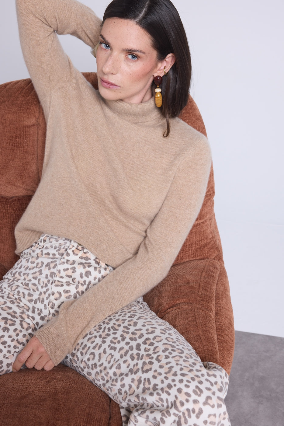 Iris Roll-Neck Jumper - Creamy Beige - Women