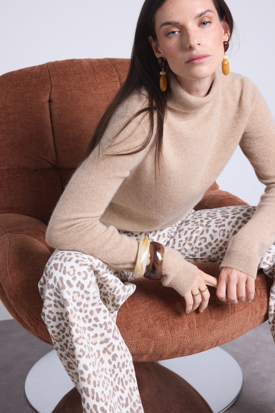 Iris Roll-Neck Jumper - Creamy Beige - Women