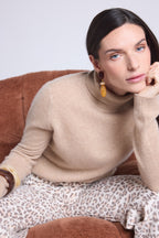 Iris Roll-Neck Jumper - Creamy Beige - Women