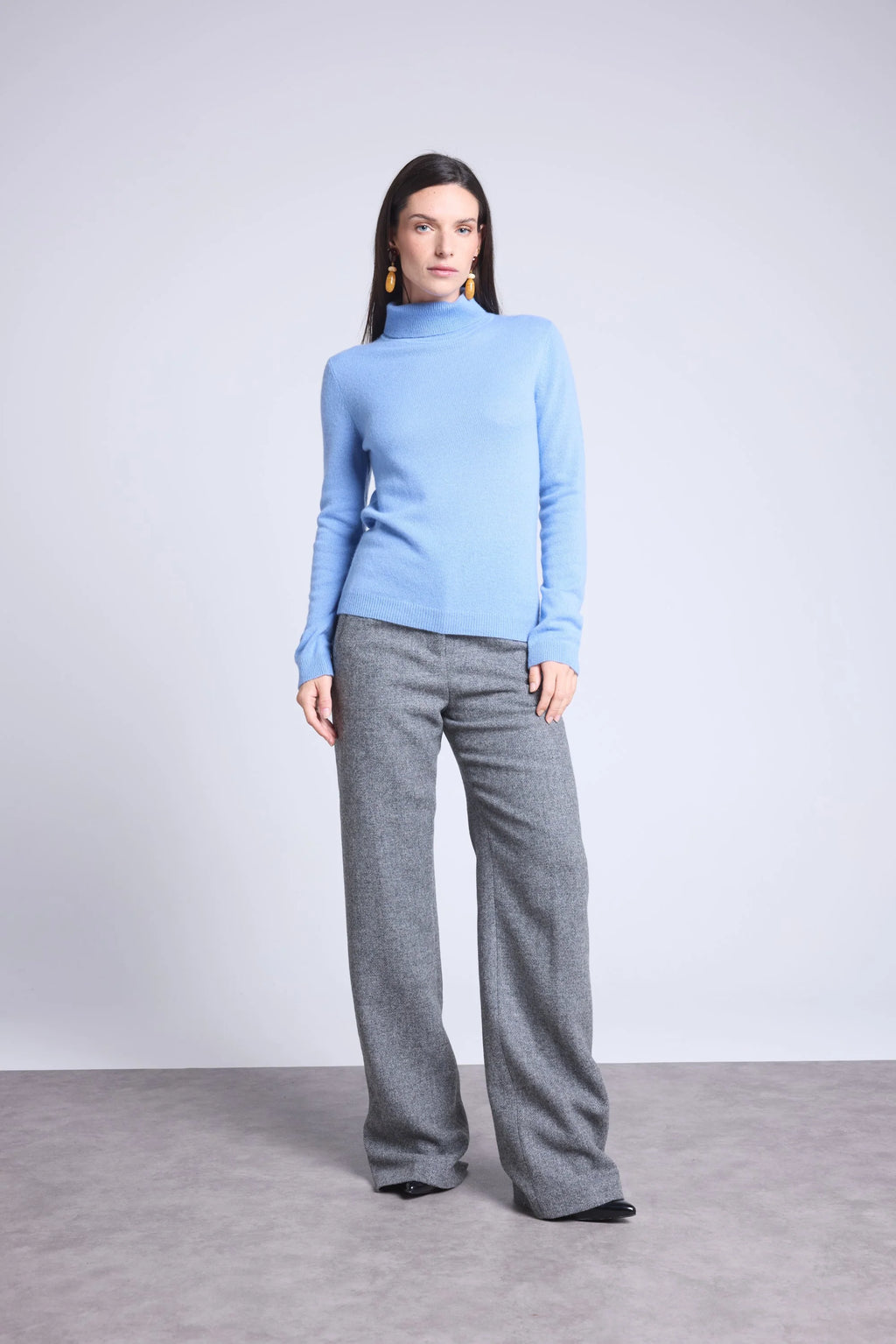 Jersey de cuello alto Iris - Azul cielo - Mujer
