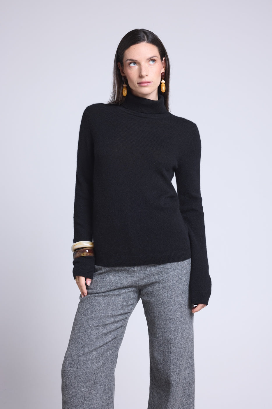 Jersey Cuello Vuelto Iris - Negro - Mujer